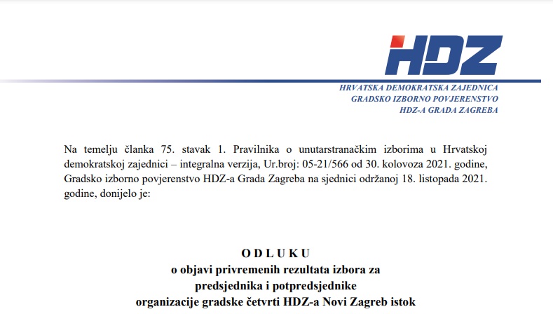 PRIVREMENI REZULTATI IZBORA