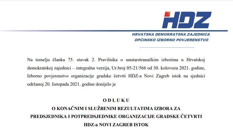 SLUZBENI REZULTATI IZBORA